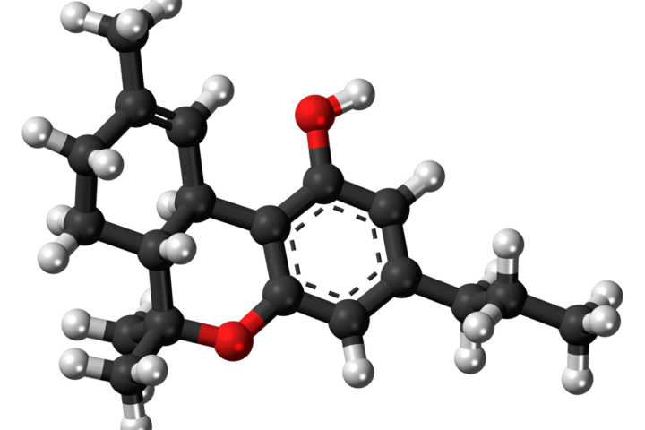 Modèle moléculaire en boules de la tétrahydrocannabivarine